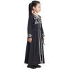imageIDOPIP Kids Girls Muslim Abaya Dress with Belt Long Sleeve Zip Hooded Islamic Kaftan Maxi Dress Full Cover Thobe Gown ClothesBlack No Hooded