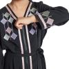 imageIDOPIP Kids Girls Muslim Abaya Dress with Belt Long Sleeve Zip Hooded Islamic Kaftan Maxi Dress Full Cover Thobe Gown ClothesBlack No Hooded
