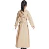 imageIDOPIP Kids Girls Muslim Abaya Dress with Belt Long Sleeve Zip Hooded Islamic Kaftan Maxi Dress Full Cover Thobe Gown ClothesCamel Hooded
