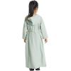 imageIDOPIP Kids Girls Muslim Abaya Dress with Belt Long Sleeve Zip Hooded Islamic Kaftan Maxi Dress Full Cover Thobe Gown ClothesGreen Hooded