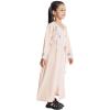 imageIDOPIP Kids Girls Muslim Abaya Dress with Belt Long Sleeve Zip Hooded Islamic Kaftan Maxi Dress Full Cover Thobe Gown ClothesPink No Hooded