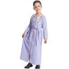 imageIDOPIP Kids Girls Muslim Abaya Dress with Belt Long Sleeve Zip Hooded Islamic Kaftan Maxi Dress Full Cover Thobe Gown ClothesPurple No Hooded