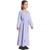 imageIDOPIP Kids Girls Muslim Abaya Dress with Belt Long Sleeve Zip Hooded Islamic Kaftan Maxi Dress Full Cover Thobe Gown ClothesPurple No Hooded