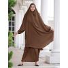 imageIDOPIP Mommy and Me Matching Abaya for Muslim Women Girls Long Maxi Skirt  Khimar Hijab Burkas 2PCS Islamic Prayer Clothes