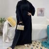imageIDOPIP Muslim Abaya Dress for Women Long Sleeve Open Front Cardigan  Kaftan  Skirt  Hijab 34PCS Islamic Prayer Outfit SetBlack No Hijab