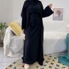 imageIDOPIP Muslim Abaya Dress for Women Long Sleeve Open Front Cardigan  Kaftan  Skirt  Hijab 34PCS Islamic Prayer Outfit SetBlack No Hijab