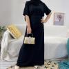 imageIDOPIP Muslim Abaya Dress for Women Long Sleeve Open Front Cardigan  Kaftan  Skirt  Hijab 34PCS Islamic Prayer Outfit SetBlack No Hijab