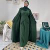 imageIDOPIP Muslim Abaya Dress for Women Long Sleeve Open Front Cardigan  Kaftan  Skirt  Hijab 34PCS Islamic Prayer Outfit SetBlackish Green  Hijab