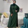 imageIDOPIP Muslim Abaya Dress for Women Long Sleeve Open Front Cardigan  Kaftan  Skirt  Hijab 34PCS Islamic Prayer Outfit SetBlackish Green  Hijab