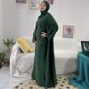 imageIDOPIP Muslim Abaya Dress for Women Long Sleeve Open Front Cardigan  Kaftan  Skirt  Hijab 34PCS Islamic Prayer Outfit SetBlackish Green  Hijab