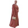 imageIDOPIP Muslim Abaya Dress for Women Long Sleeve Open Front Cardigan  Kaftan  Skirt  Hijab 34PCS Islamic Prayer Outfit SetBrickred  Hijab