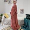 imageIDOPIP Muslim Abaya Dress for Women Long Sleeve Open Front Cardigan  Kaftan  Skirt  Hijab 34PCS Islamic Prayer Outfit SetBrickred  Hijab