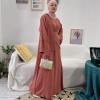 imageIDOPIP Muslim Abaya Dress for Women Long Sleeve Open Front Cardigan  Kaftan  Skirt  Hijab 34PCS Islamic Prayer Outfit SetBrickred  Hijab