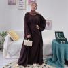 imageIDOPIP Muslim Abaya Dress for Women Long Sleeve Open Front Cardigan  Kaftan  Skirt  Hijab 34PCS Islamic Prayer Outfit SetCoffee  Hijab