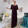 imageIDOPIP Muslim Abaya Dress for Women Long Sleeve Open Front Cardigan  Kaftan  Skirt  Hijab 34PCS Islamic Prayer Outfit SetCoffee  Hijab