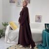 imageIDOPIP Muslim Abaya Dress for Women Long Sleeve Open Front Cardigan  Kaftan  Skirt  Hijab 34PCS Islamic Prayer Outfit SetCoffee  Hijab