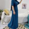imageIDOPIP Muslim Abaya Dress for Women Long Sleeve Open Front Cardigan  Kaftan  Skirt  Hijab 34PCS Islamic Prayer Outfit SetDark Blue  Hijab