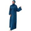 imageIDOPIP Muslim Abaya Dress for Women Long Sleeve Open Front Cardigan  Kaftan  Skirt  Hijab 34PCS Islamic Prayer Outfit SetDark Blue  Hijab