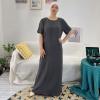 imageIDOPIP Muslim Abaya Dress for Women Long Sleeve Open Front Cardigan  Kaftan  Skirt  Hijab 34PCS Islamic Prayer Outfit SetGray  Hijab