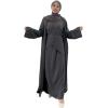 imageIDOPIP Muslim Abaya Dress for Women Long Sleeve Open Front Cardigan  Kaftan  Skirt  Hijab 34PCS Islamic Prayer Outfit SetGray  Hijab