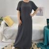 imageIDOPIP Muslim Abaya Dress for Women Long Sleeve Open Front Cardigan  Kaftan  Skirt  Hijab 34PCS Islamic Prayer Outfit SetGray No Hijab