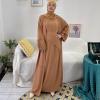 imageIDOPIP Muslim Abaya Dress for Women Long Sleeve Open Front Cardigan  Kaftan  Skirt  Hijab 34PCS Islamic Prayer Outfit SetKhaki  Hijab