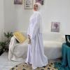 imageIDOPIP Muslim Abaya Dress for Women Long Sleeve Open Front Cardigan  Kaftan  Skirt  Hijab 34PCS Islamic Prayer Outfit SetWhite  Hijab
