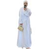 imageIDOPIP Muslim Abaya Dress for Women Long Sleeve Open Front Cardigan  Kaftan  Skirt  Hijab 34PCS Islamic Prayer Outfit SetWhite  Hijab