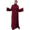 imageIDOPIP Muslim Abaya Dress for Women Long Sleeve Open Front Cardigan  Kaftan  Skirt  Hijab 34PCS Islamic Prayer Outfit SetWine Red  Hijab