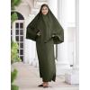 imageIDOPIP Muslim Abaya for Women One Piece Long Sleeve Islamic Prayer Dress Maxi Kaftan Robe Prayer Clothes with Khimar HijabArmy Green
