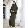 imageIDOPIP Muslim Abaya for Women One Piece Long Sleeve Islamic Prayer Dress Maxi Kaftan Robe Prayer Clothes with Khimar HijabArmy Green