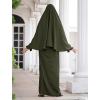 imageIDOPIP Muslim Abaya for Women One Piece Long Sleeve Islamic Prayer Dress Maxi Kaftan Robe Prayer Clothes with Khimar HijabArmy Green