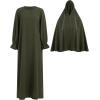 imageIDOPIP Muslim Abaya for Women One Piece Long Sleeve Islamic Prayer Dress Maxi Kaftan Robe Prayer Clothes with Khimar HijabArmy Green