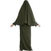 imageIDOPIP Muslim Abaya for Women One Piece Long Sleeve Islamic Prayer Dress Maxi Kaftan Robe Prayer Clothes with Khimar HijabArmy Green