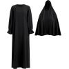 imageIDOPIP Muslim Abaya for Women One Piece Long Sleeve Islamic Prayer Dress Maxi Kaftan Robe Prayer Clothes with Khimar HijabBlack