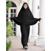 imageIDOPIP Muslim Abaya for Women One Piece Long Sleeve Islamic Prayer Dress Maxi Kaftan Robe Prayer Clothes with Khimar HijabBlack