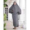 imageIDOPIP Muslim Abaya for Women One Piece Long Sleeve Islamic Prayer Dress Maxi Kaftan Robe Prayer Clothes with Khimar HijabGray