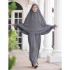 imageIDOPIP Muslim Abaya for Women One Piece Long Sleeve Islamic Prayer Dress Maxi Kaftan Robe Prayer Clothes with Khimar HijabGray