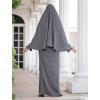 imageIDOPIP Muslim Abaya for Women One Piece Long Sleeve Islamic Prayer Dress Maxi Kaftan Robe Prayer Clothes with Khimar HijabGray