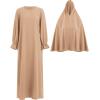 imageIDOPIP Muslim Abaya for Women One Piece Long Sleeve Islamic Prayer Dress Maxi Kaftan Robe Prayer Clothes with Khimar HijabKhaki