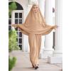 imageIDOPIP Muslim Abaya for Women One Piece Long Sleeve Islamic Prayer Dress Maxi Kaftan Robe Prayer Clothes with Khimar HijabKhaki