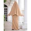 imageIDOPIP Muslim Abaya for Women One Piece Long Sleeve Islamic Prayer Dress Maxi Kaftan Robe Prayer Clothes with Khimar HijabKhaki
