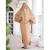 imageIDOPIP Muslim Abaya for Women One Piece Long Sleeve Islamic Prayer Dress Maxi Kaftan Robe Prayer Clothes with Khimar HijabKhaki