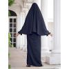 imageIDOPIP Muslim Abaya for Women One Piece Long Sleeve Islamic Prayer Dress Maxi Kaftan Robe Prayer Clothes with Khimar HijabNavy Blue