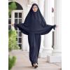 imageIDOPIP Muslim Abaya for Women One Piece Long Sleeve Islamic Prayer Dress Maxi Kaftan Robe Prayer Clothes with Khimar HijabNavy Blue