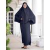 imageIDOPIP Muslim Abaya for Women One Piece Long Sleeve Islamic Prayer Dress Maxi Kaftan Robe Prayer Clothes with Khimar HijabNavy Blue