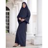 imageIDOPIP Muslim Abaya for Women One Piece Long Sleeve Islamic Prayer Dress Maxi Kaftan Robe Prayer Clothes with Khimar HijabNavy Blue