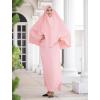 imageIDOPIP Muslim Abaya for Women One Piece Long Sleeve Islamic Prayer Dress Maxi Kaftan Robe Prayer Clothes with Khimar HijabPink