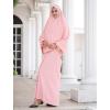 imageIDOPIP Muslim Abaya for Women One Piece Long Sleeve Islamic Prayer Dress Maxi Kaftan Robe Prayer Clothes with Khimar HijabPink