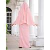 imageIDOPIP Muslim Abaya for Women One Piece Long Sleeve Islamic Prayer Dress Maxi Kaftan Robe Prayer Clothes with Khimar HijabPink